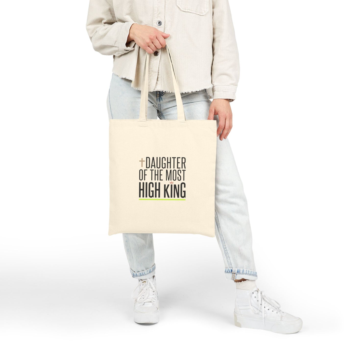 Daughter of the Most High King Tote | Faith-Inspired Canvas Bag, Christian Life
