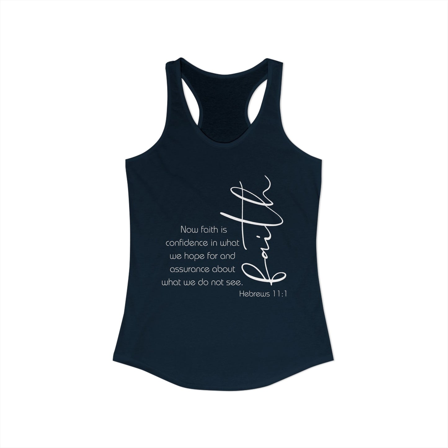 Hebrews 11:1 Faith Scripture Racerback Tank | Women's Inspirational Verse
