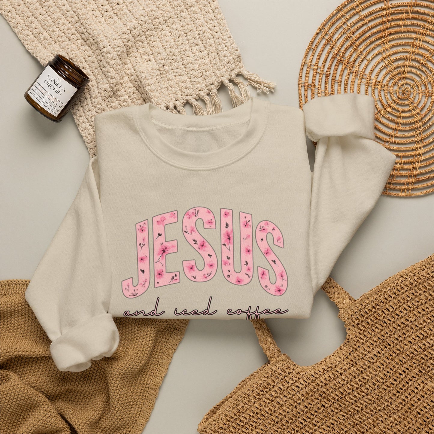 Jesus and Iced Coffee Crewneck Sweatshirt