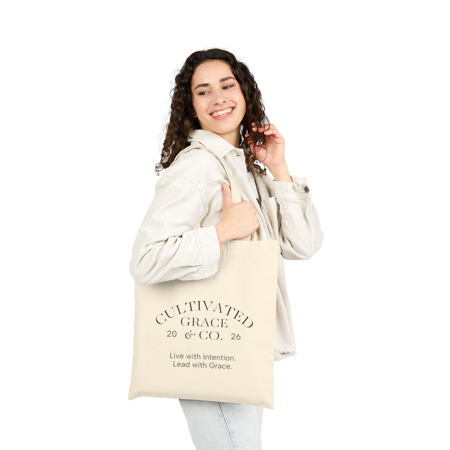 Tote Bag — 'Just Pray' Pink Heart Canvas Tote (Faith-Inspired Everyday Shopper)