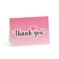 Pink Thank You Greeting Cards – Heart Script Folded Cards (Single, 10, 30, 50 Pack)