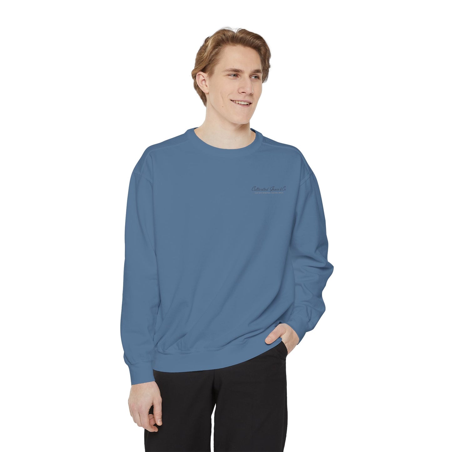 Script Cultivated Grace Co. Logo Sweatshirt — Comfort Colors Garment-Dyed Crewneck