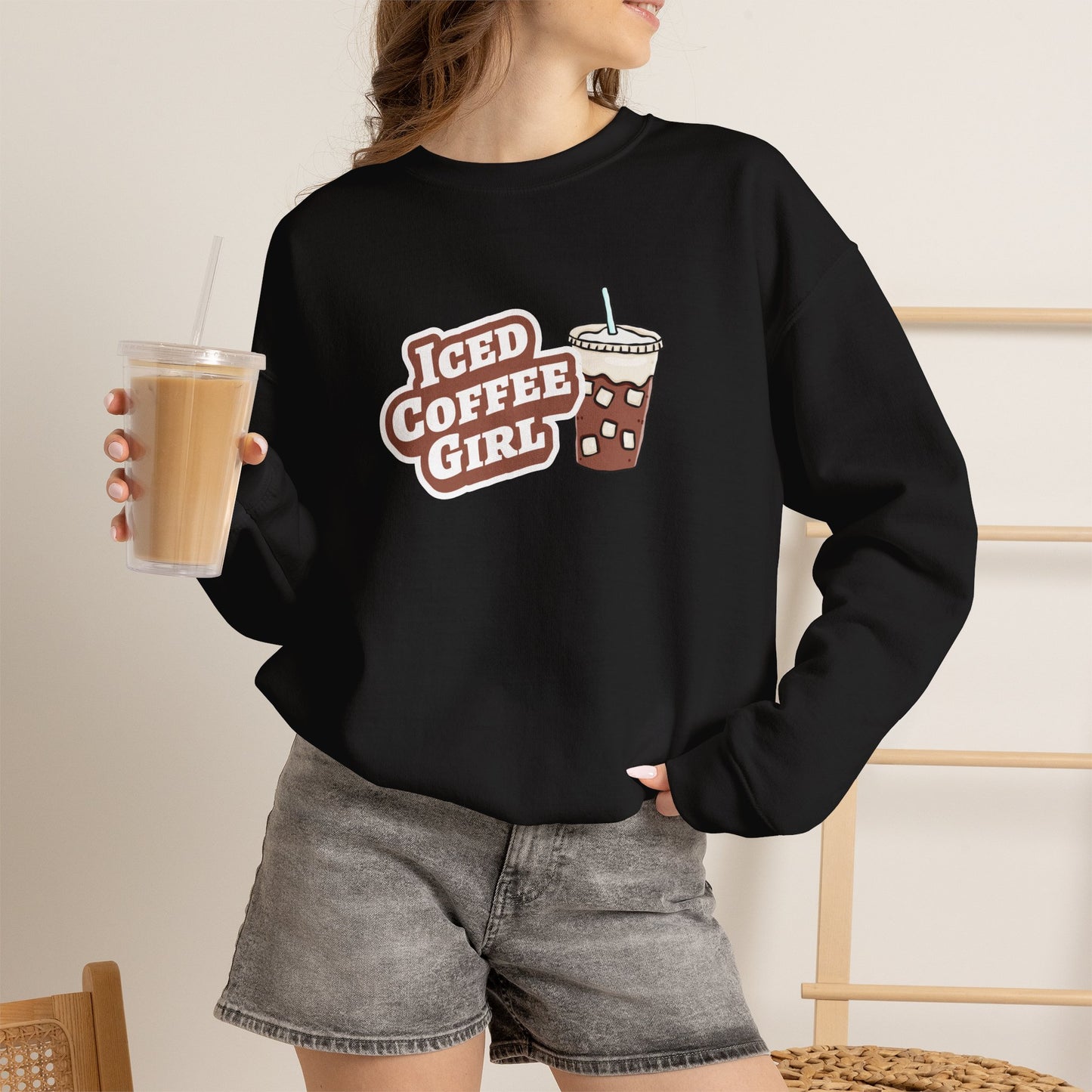 Iced Coffee Girl Crewneck Sweatshirt