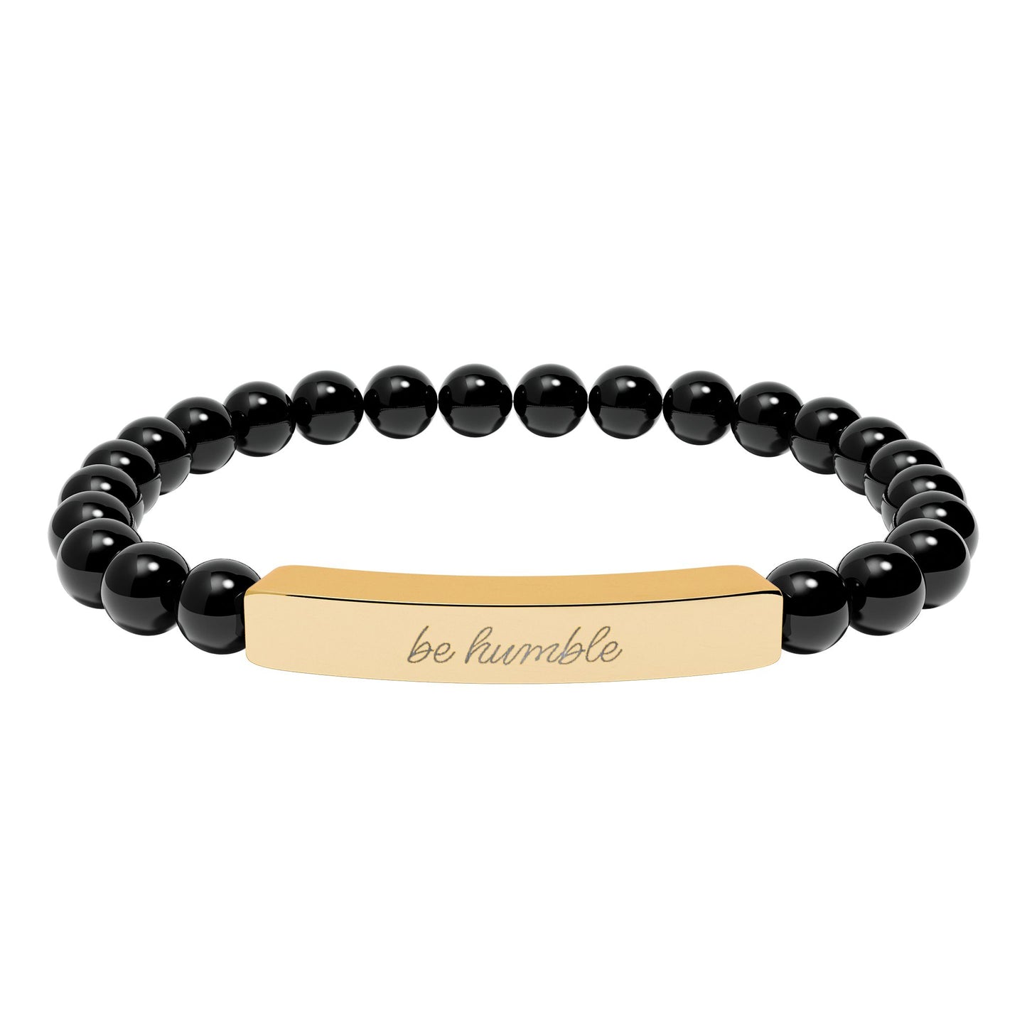 "Be Humble" Natural Stone Bead Bracelet — Stretch Bar Bracelet