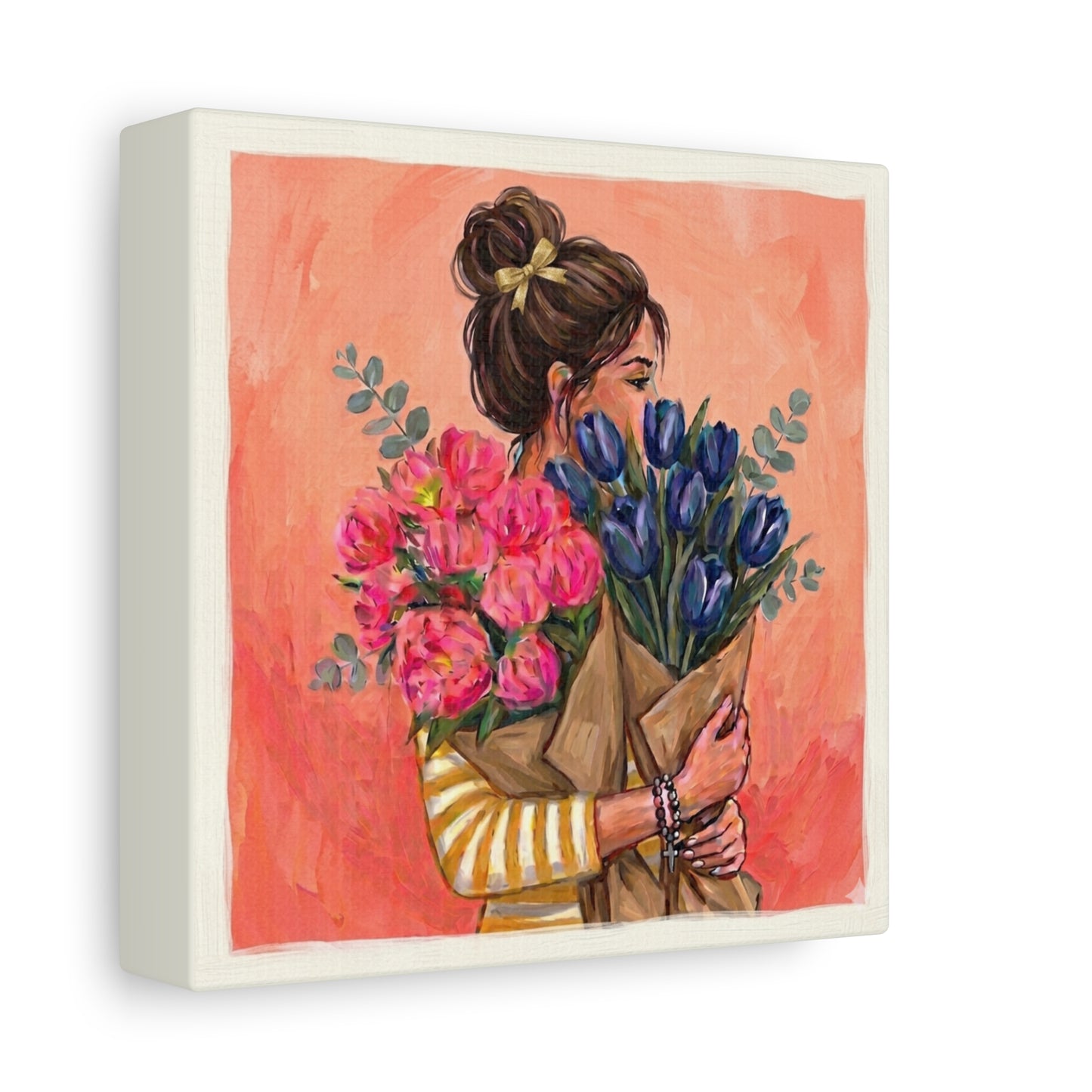 Floral Bouquet Canvas Wall Art | Feminine Farmhouse Print | Gallery Wrap