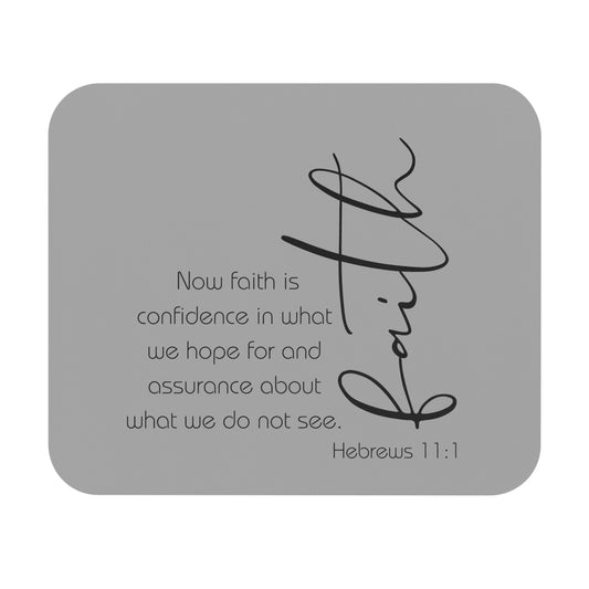Gray Hebrews 11:1 Faith Scripture Mouse Pad | Christian Desk Mat