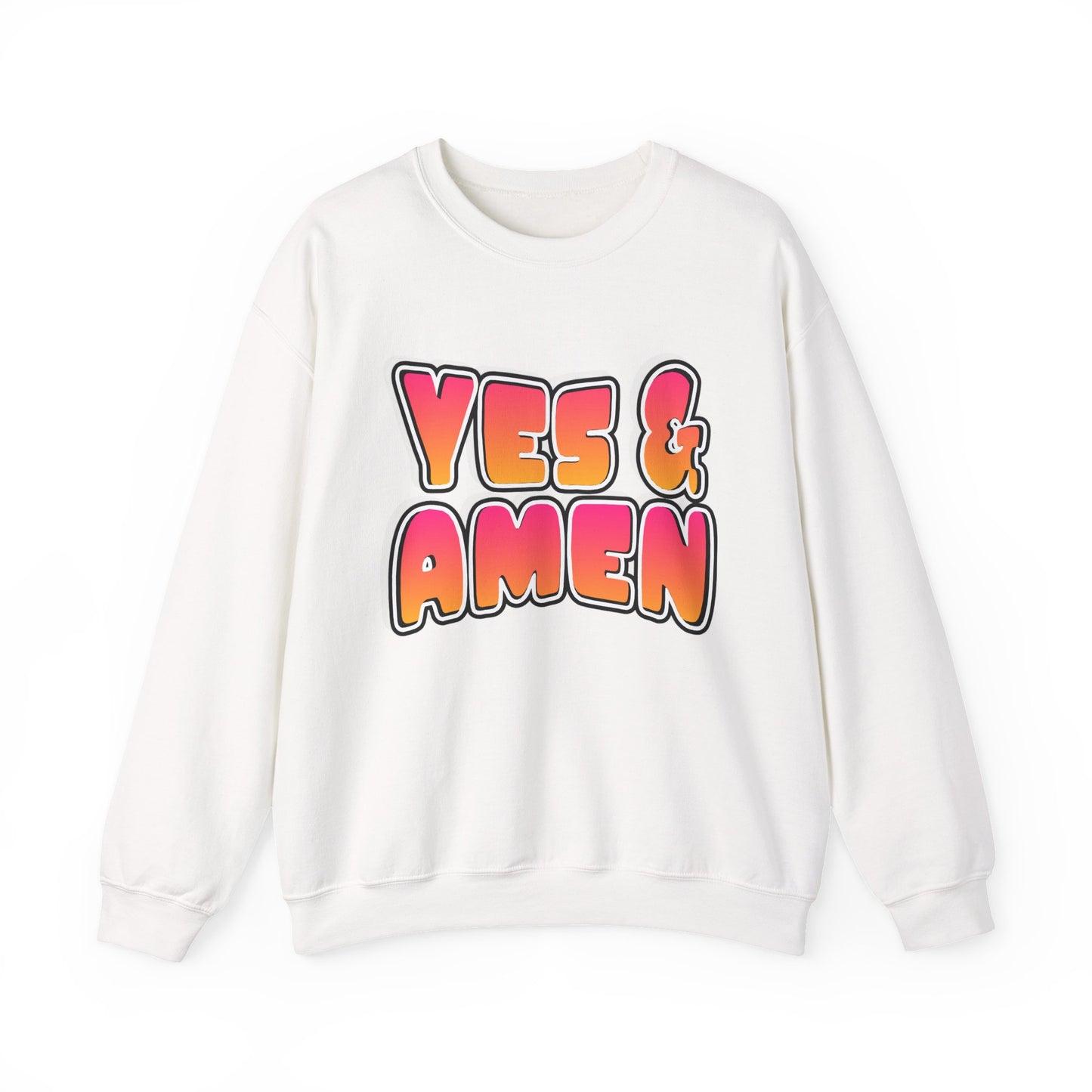 Yes & Amen Crewneck Sweatshirt | Retro Bubble Letter Faith Design