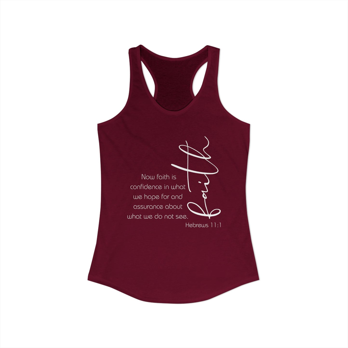 Hebrews 11:1 Faith Scripture Racerback Tank | Women's Inspirational Verse