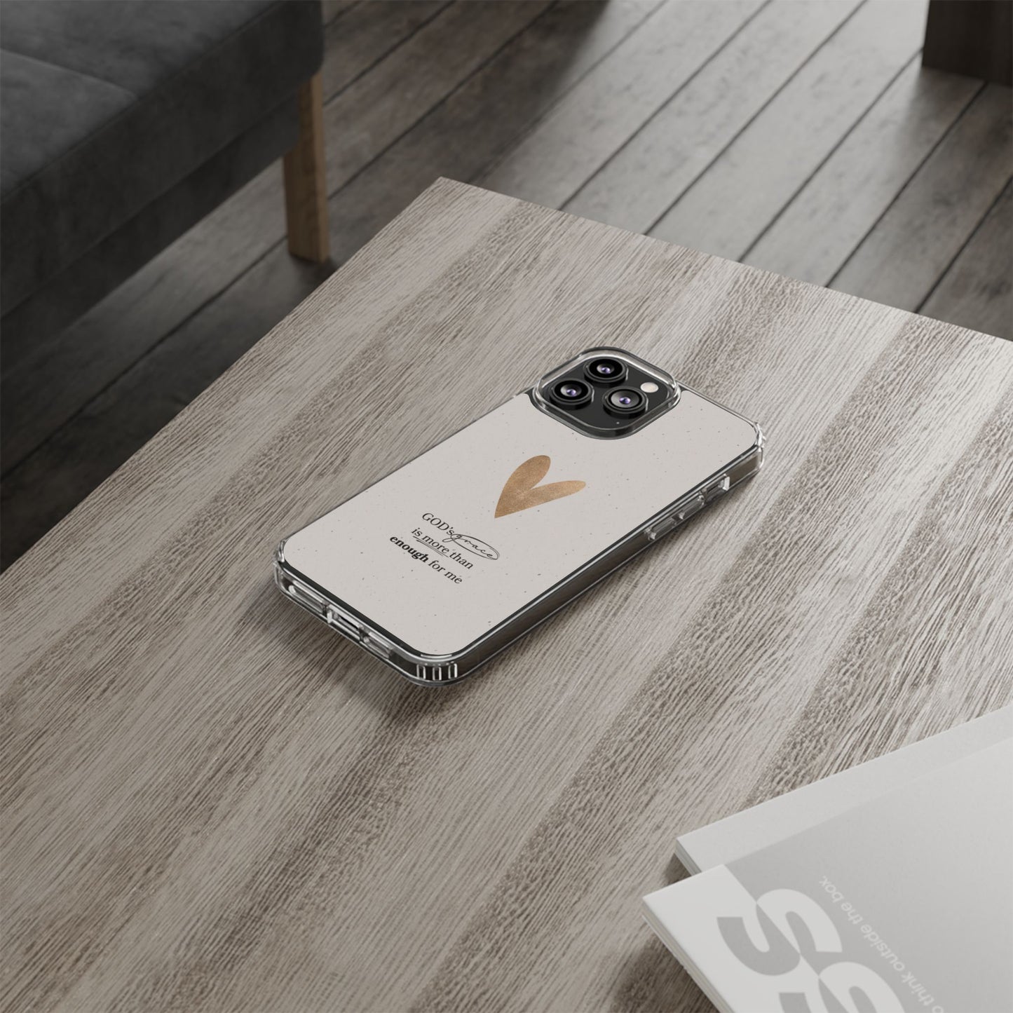 Gold Heart with Scripture phone case | Clear Impact-Resistant Case