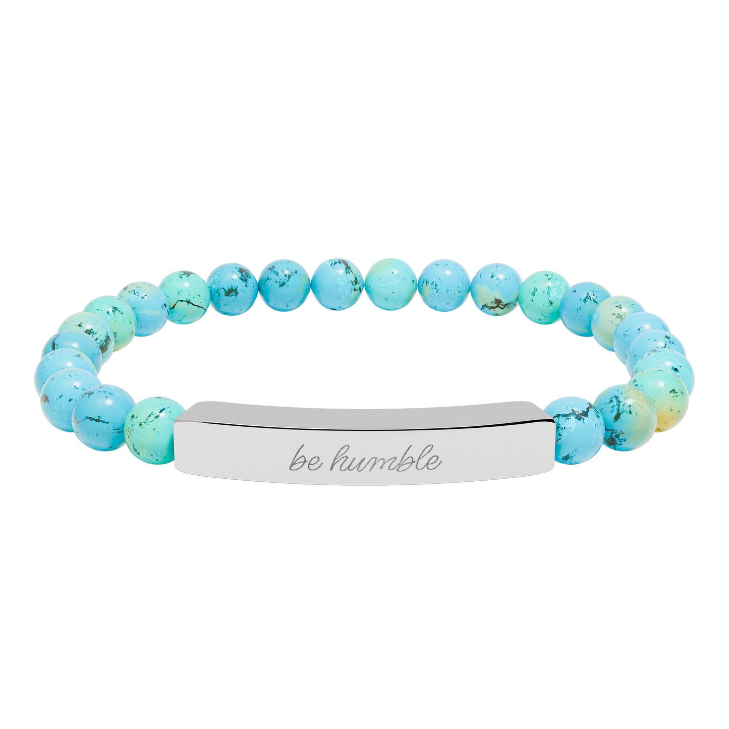"Be Humble" Natural Stone Bead Bracelet — Stretch Bar Bracelet