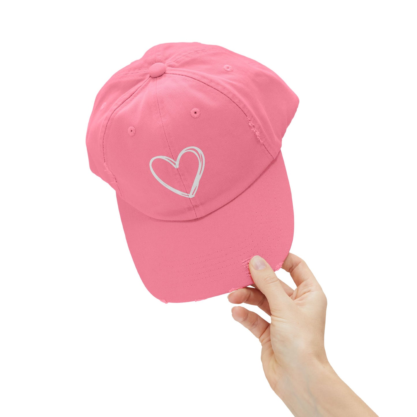Distressed Heart Cap — Vintage Baseball Hat with Sketched Heart