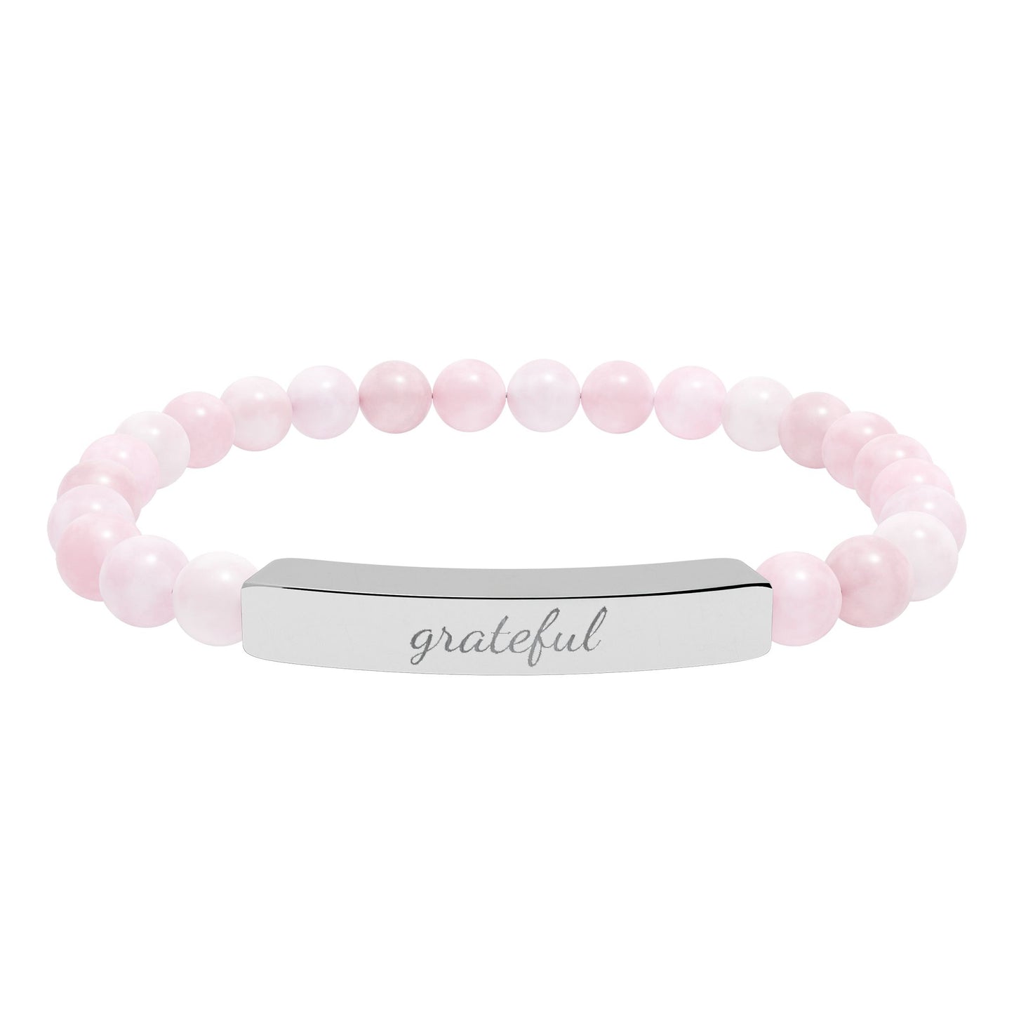 "Grateful" Natural Stone Bead Bracelet — Stretch Bar Bracelet