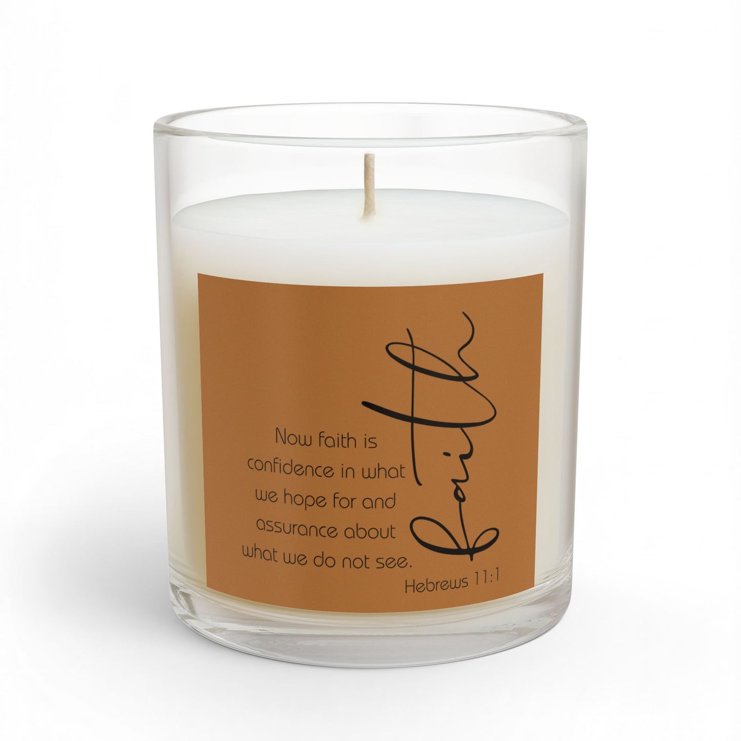 Kraft Brown Hebrews 11:1 Faith Quote Glass Candle | 11oz