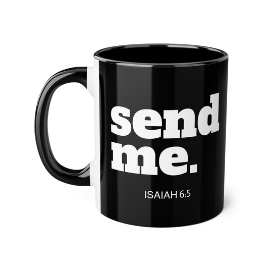 send me. mug | Isaiah 6:5 Scripture Coffee Cup, Black Accent 11oz