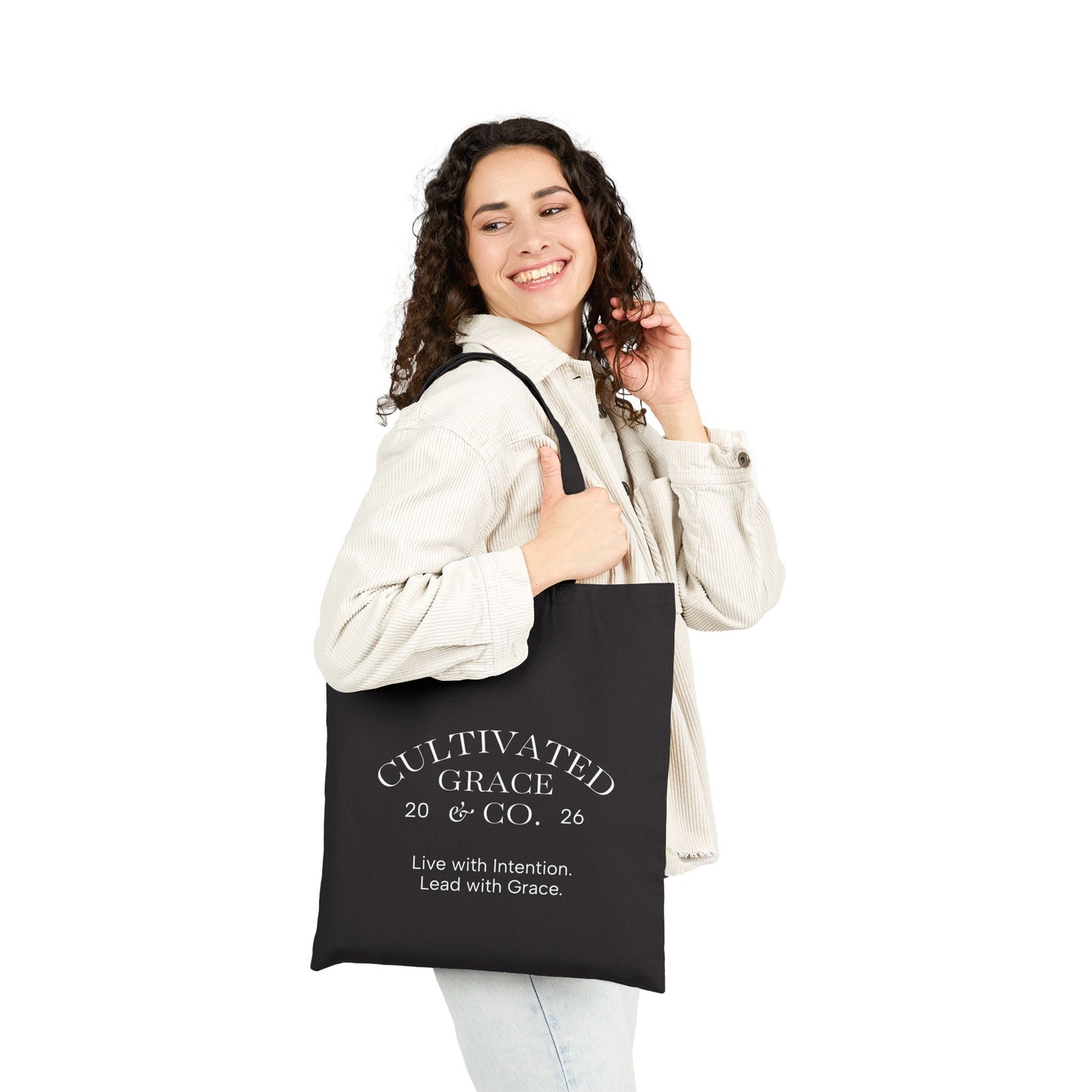 Tote Bag — 'Just Pray' Pink Heart Canvas Tote (Faith-Inspired Everyday Shopper)