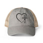 Women's Washed Mesh-Back Heart Cross Ballcap