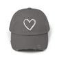 Distressed Heart Cap — Vintage Baseball Hat with Sketched Heart