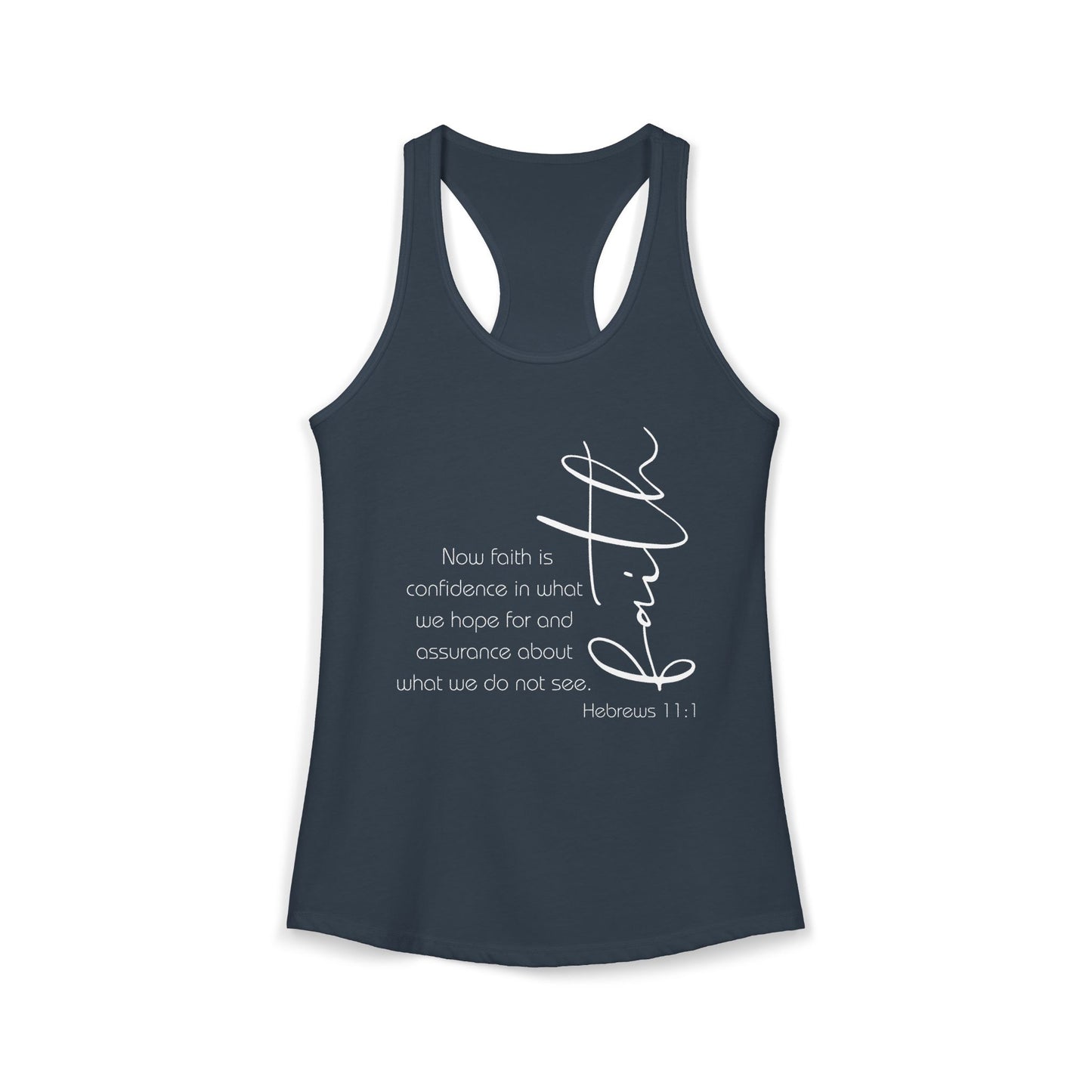 Hebrews 11:1 Faith Scripture Racerback Tank | Women's Inspirational Verse