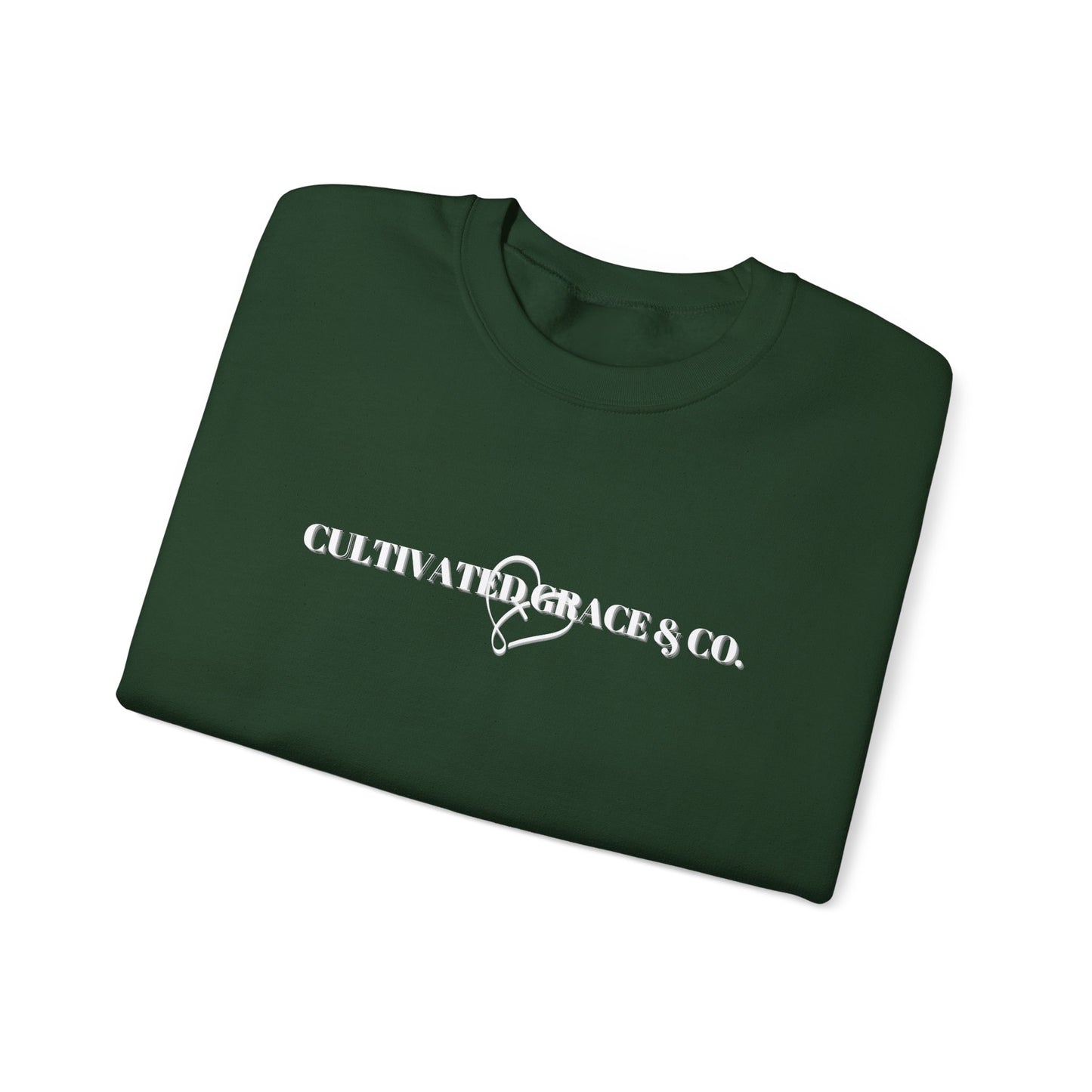 Crewneck Sweatshirt - "Cultivate Grace & Co." Minimal Heart Logo, Cozy Casual Pullover for Everyday Wear