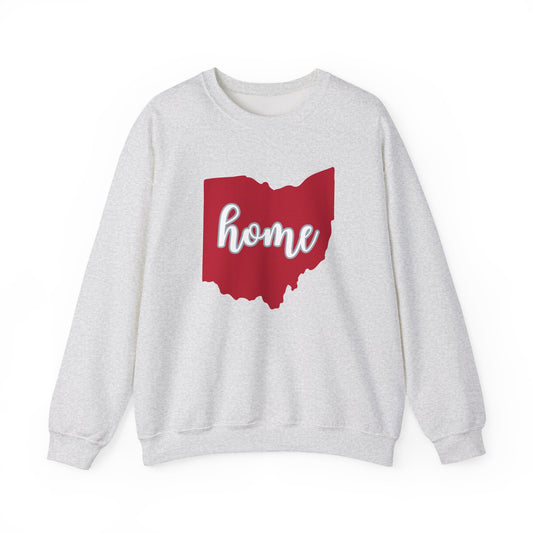 Ohio home script crewneck in Ash, front view