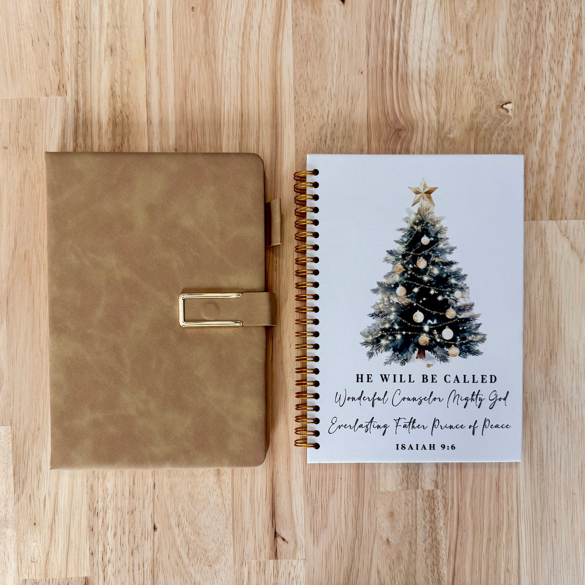 Holiday Neutral journal with a Christmas companion journal. Companion journal designs vary