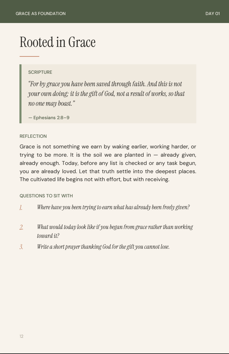 Cultivated Grace: A 55-Day Devotional and Journal for the Tending Heart