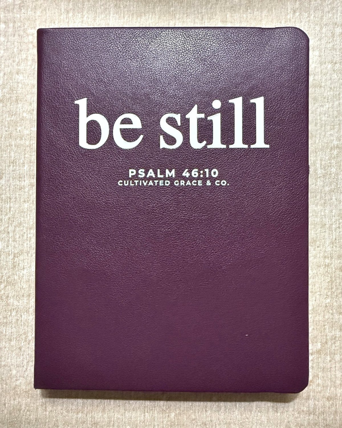 Be Still faith word journal, print style, Merlot hardcover with Be Still lettering