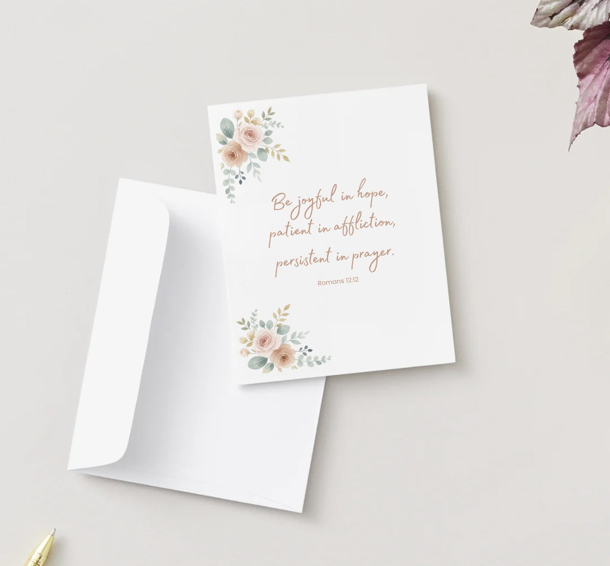 Corner Floral blank greeting card with envelope