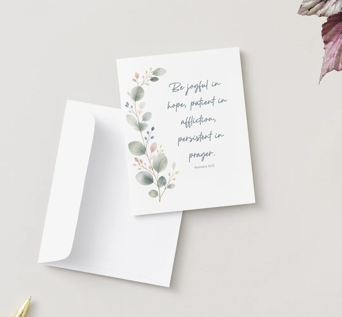 Eucalyptus blank greeting card with envelope