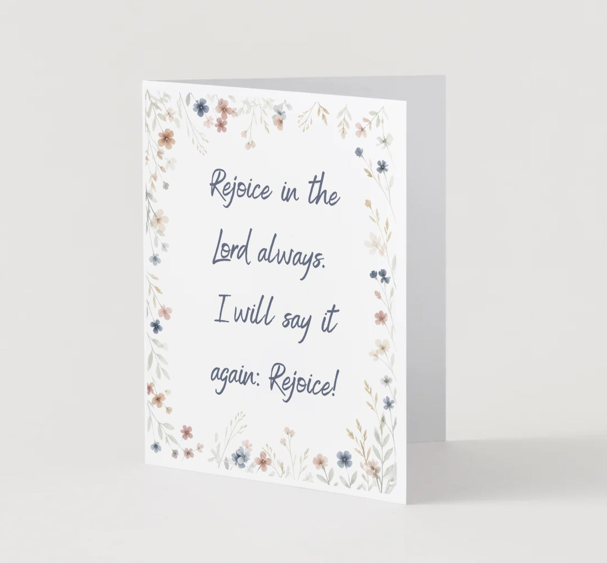 Wildflowers blank greeting card with Philippians 4:4