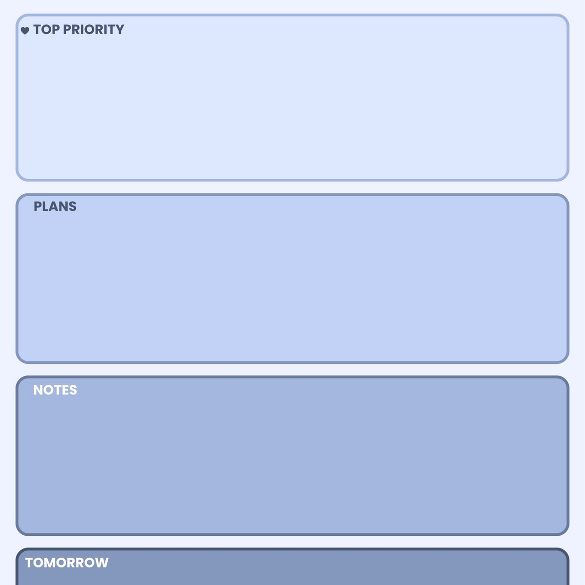 Blue Daily Priorities Notepad