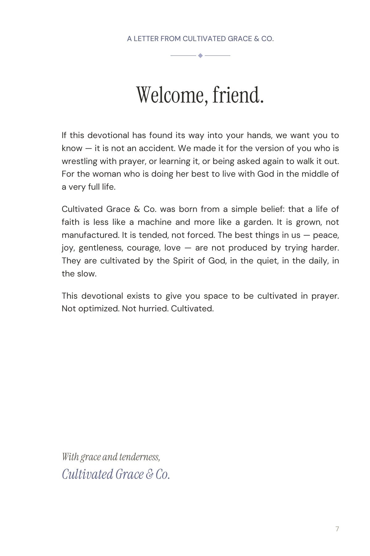 30 Days of Prayer — welcome letter