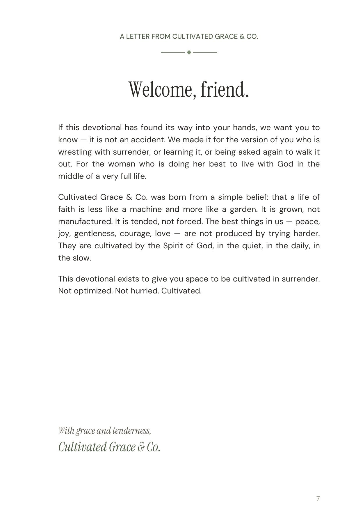 30 Days of Surrender — welcome letter