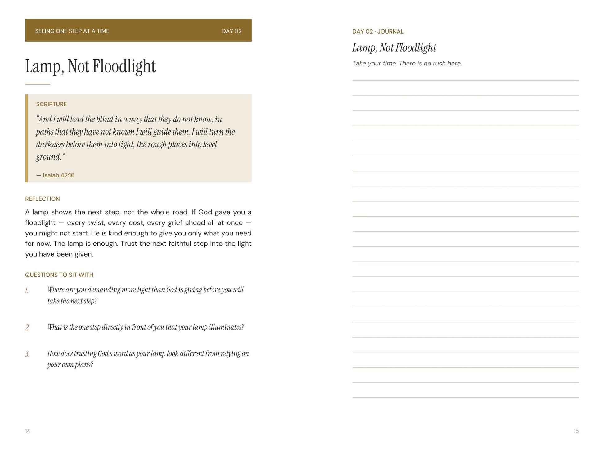 30 Days of Trust — sample day spread with scripture and journaling