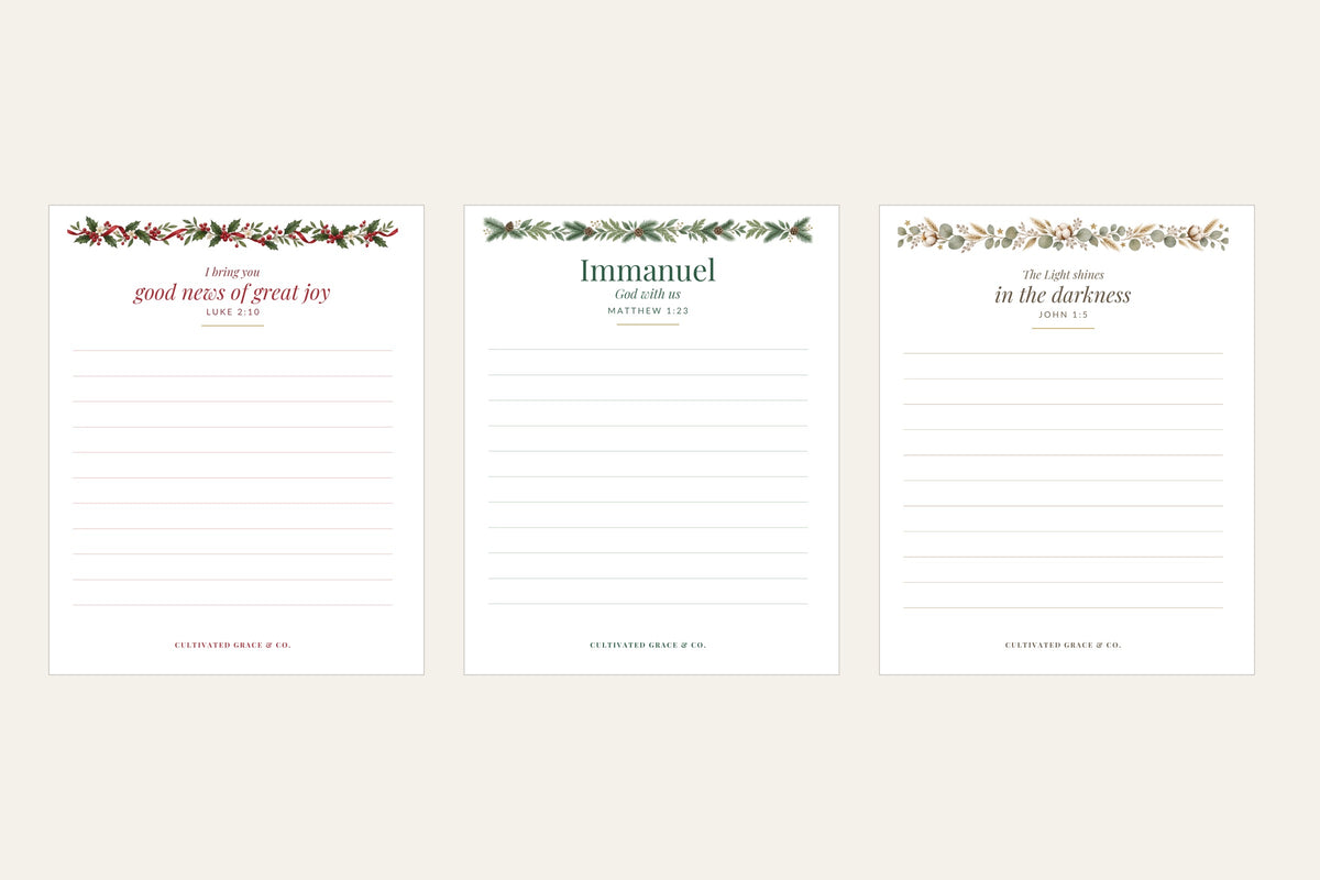 Christmas Bible Notepad Trio: Good News of Great Joy, Immanuel and The Light Shines small lined notepads