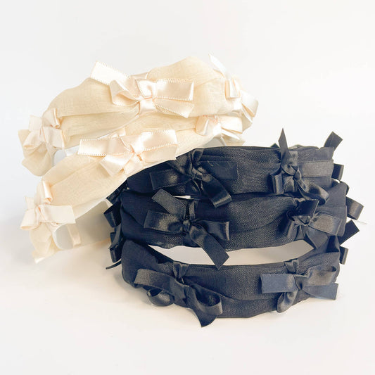 Satin Mini Bow Linen Headband
