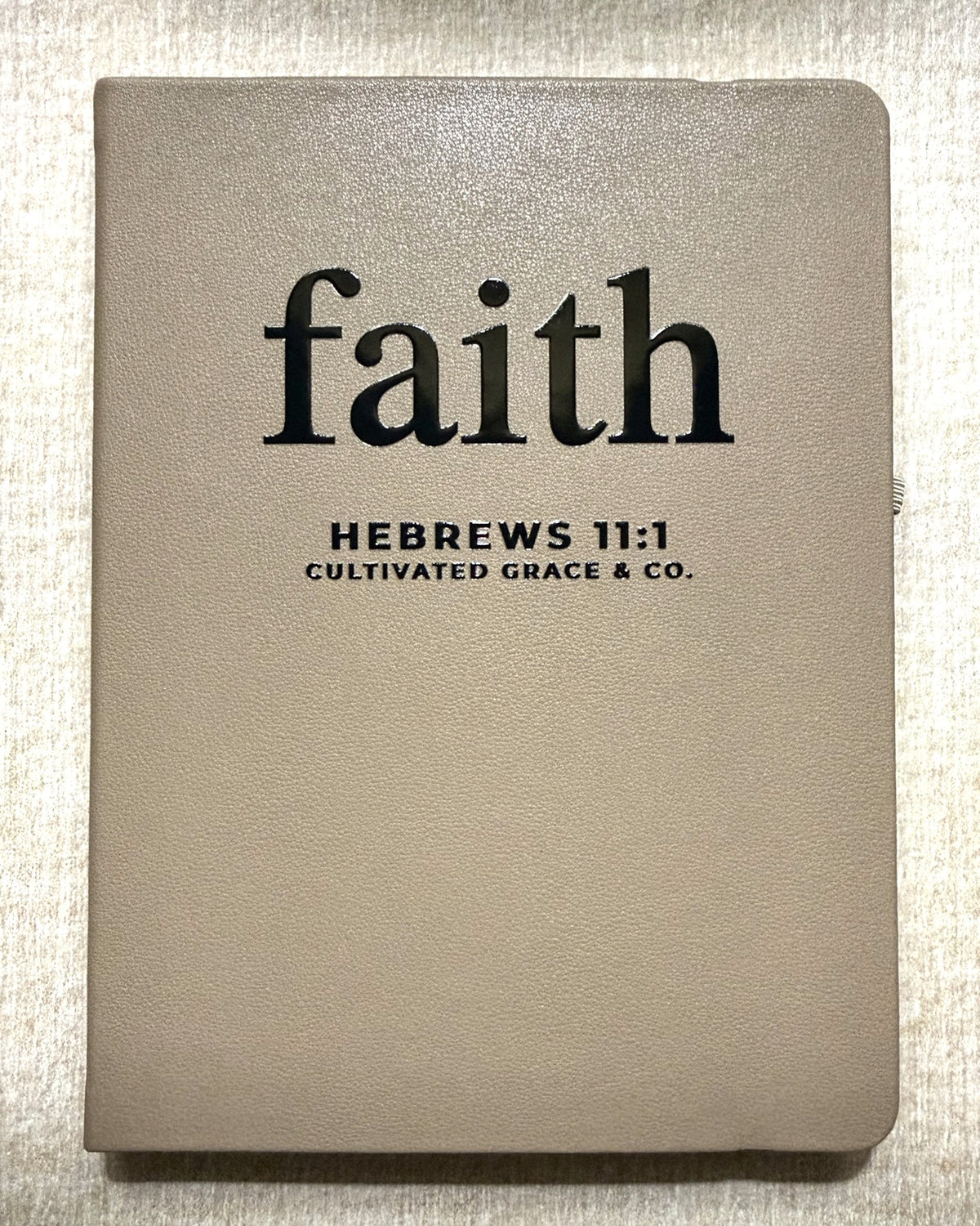 Faith faith word journal, print style, Khaki hardcover with Faith lettering