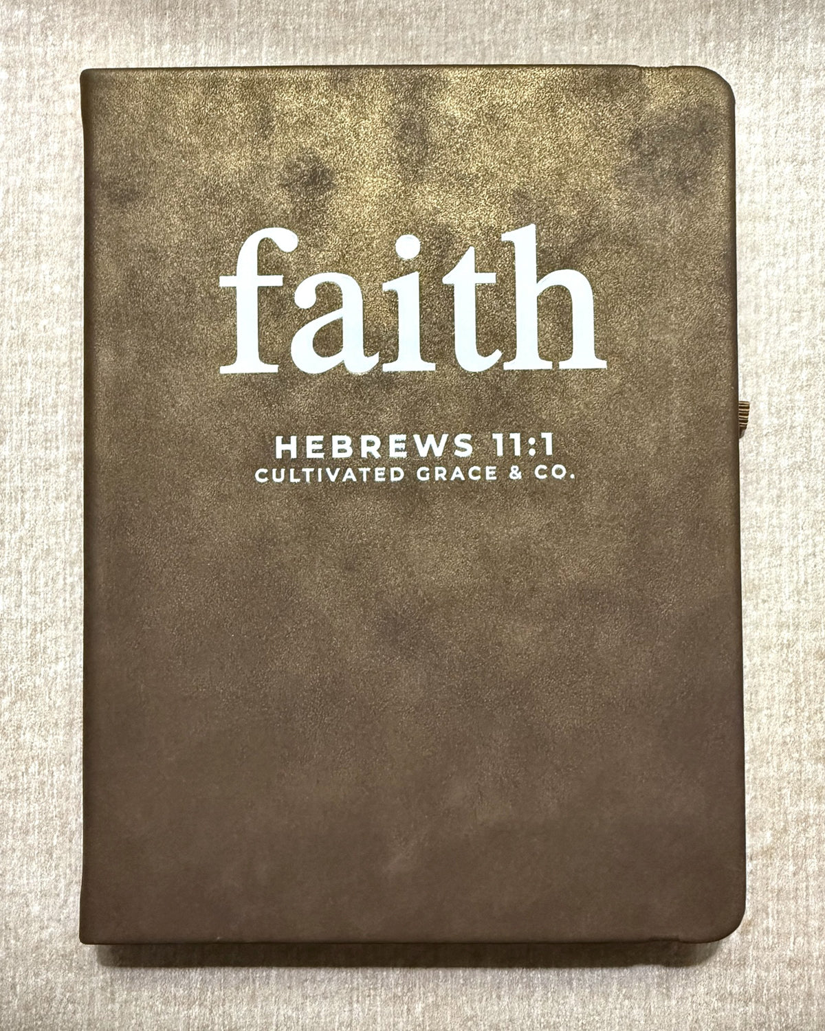 Faith faith word journal, print style, Shimmer Brown hardcover with Faith lettering