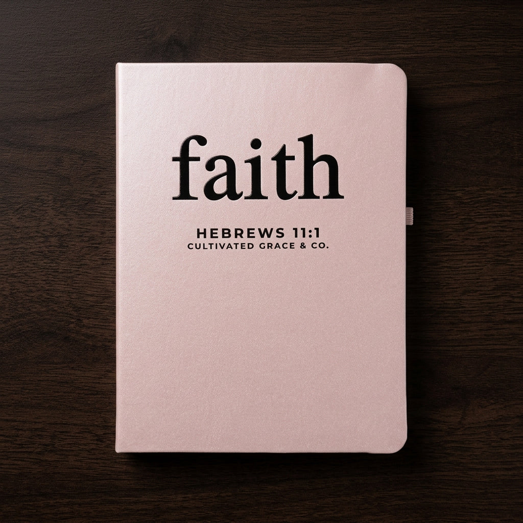 Faith faith word journal, print style, Shimmer Pink hardcover with Faith lettering