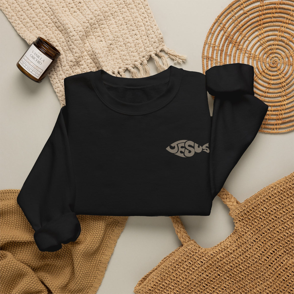 Folded Fisher of Men crewneck sweatshirt in Black
