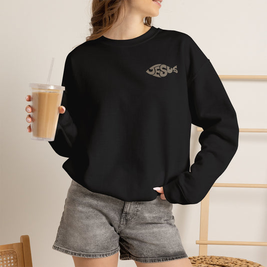 Fisher of Men crewneck sweatshirt in Black, lifestyle view