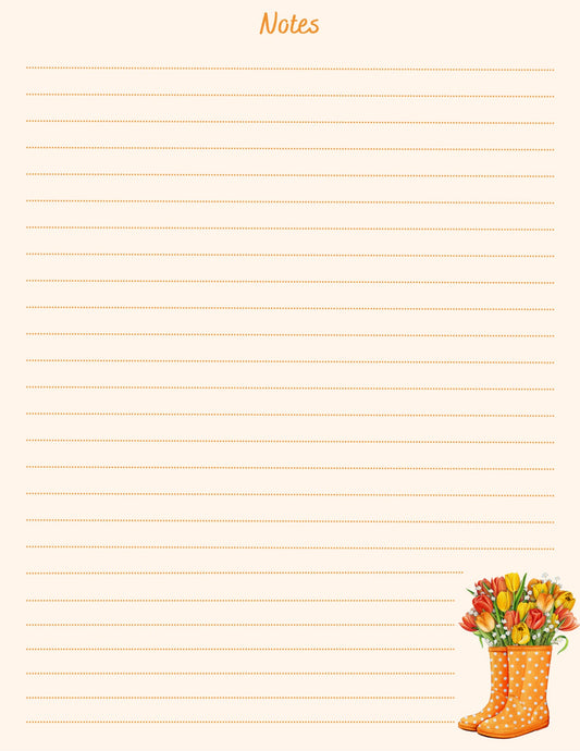 Flower Boots lined notepad page artwork by Cultivated Grace & Co.