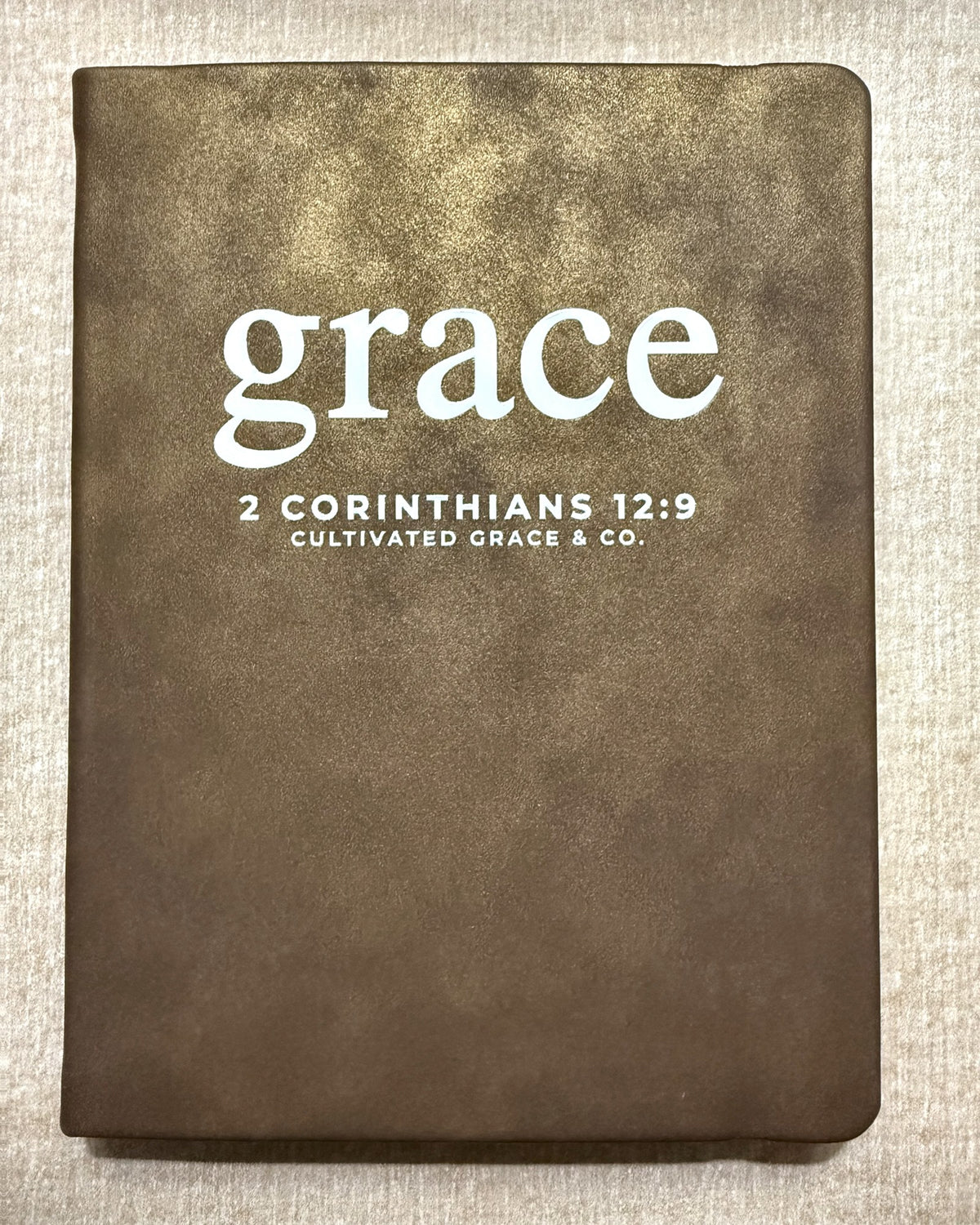 Grace faith word journal, print style, Shimmer Brown hardcover with Grace lettering