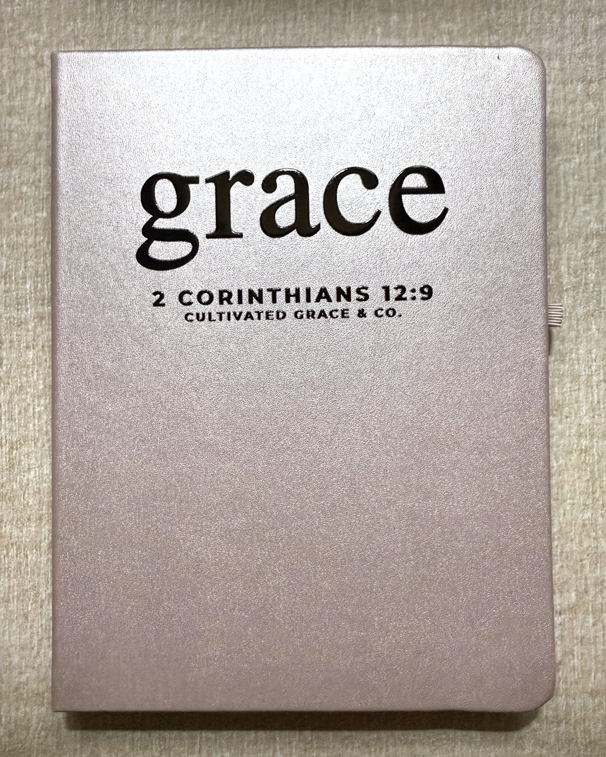 Grace faith word journal, print style, Shimmer Pink hardcover with Grace lettering