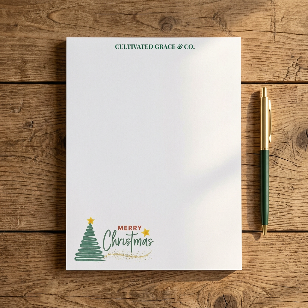 Merry Christmas Tree & Glitter Notepad