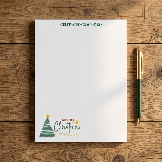Merry Christmas Tree & Glitter Notepad