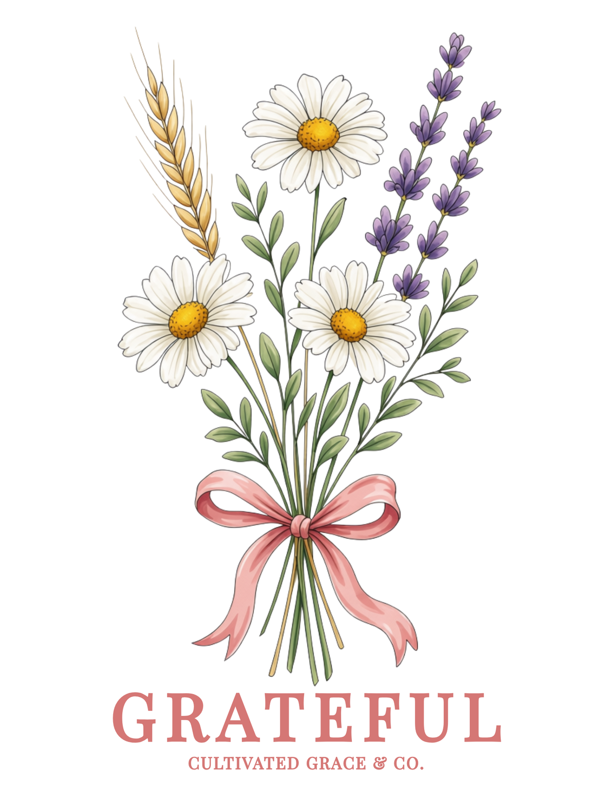 GRATEFUL Floral vinyl decal — Cultivated Grace & Co.