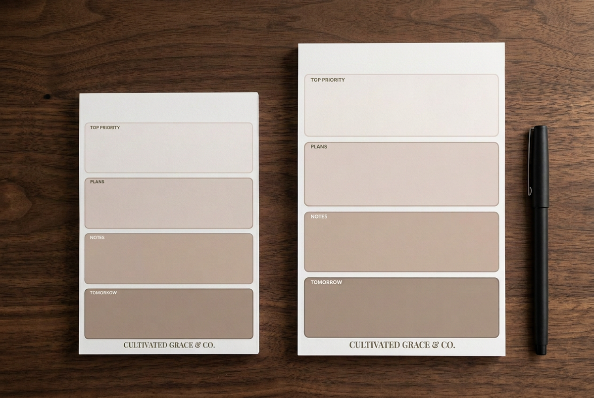 Revised mocha notepads without top binding bands