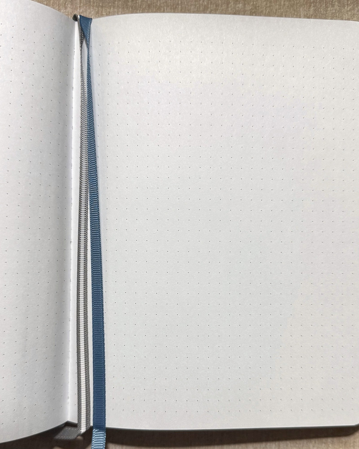 Dot grid pages and ribbon bookmarks inside the script style faith word journal