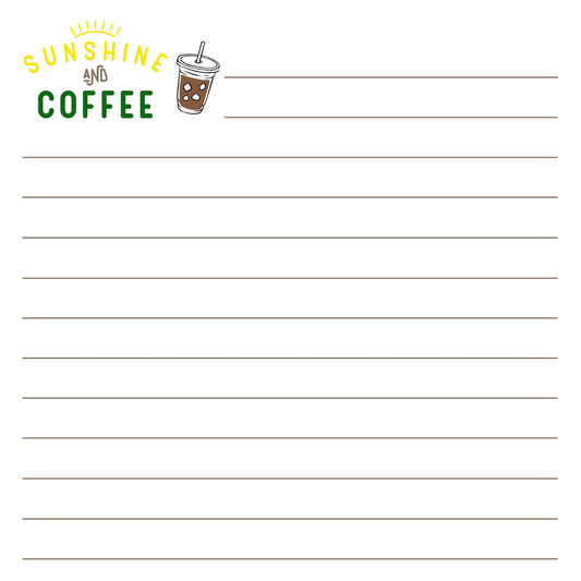 Sunshine and Coffee Lined Notepad
